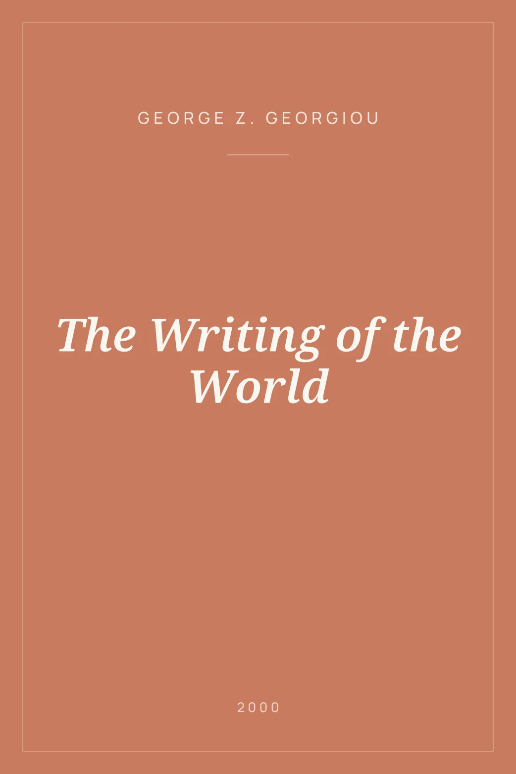 Portada de The Writing of the World