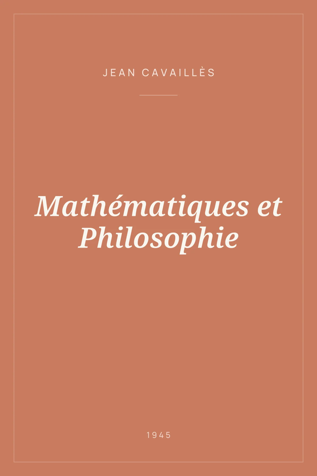 Portada de Mathématiques et Philosophie