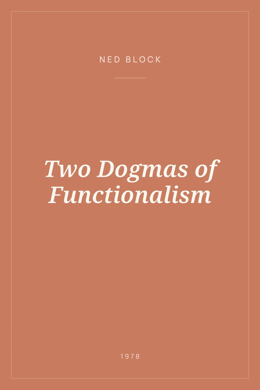 Portada de Two Dogmas of Functionalism