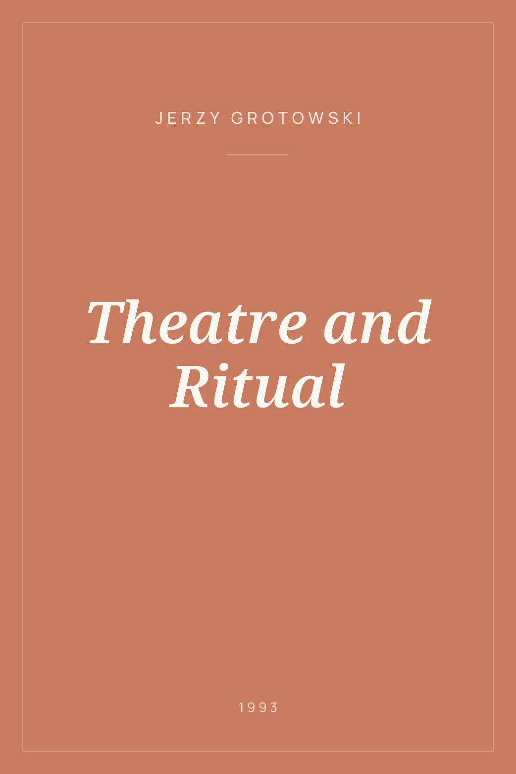 Portada de Theatre and Ritual