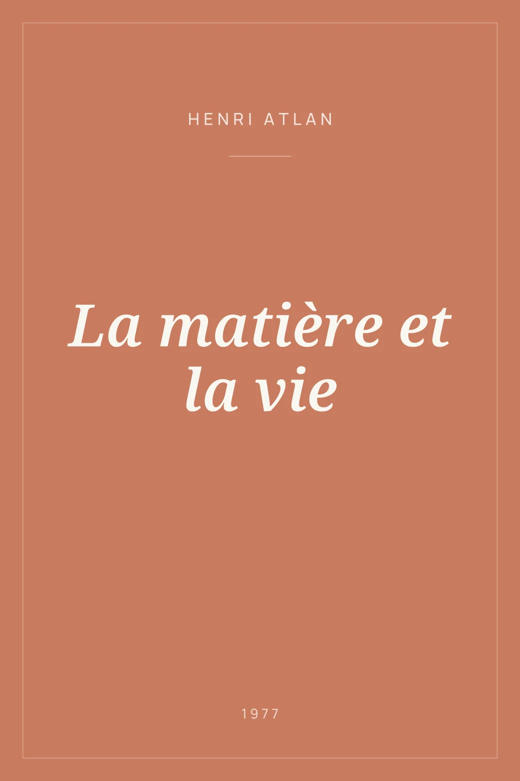Portada de La matière et la vie