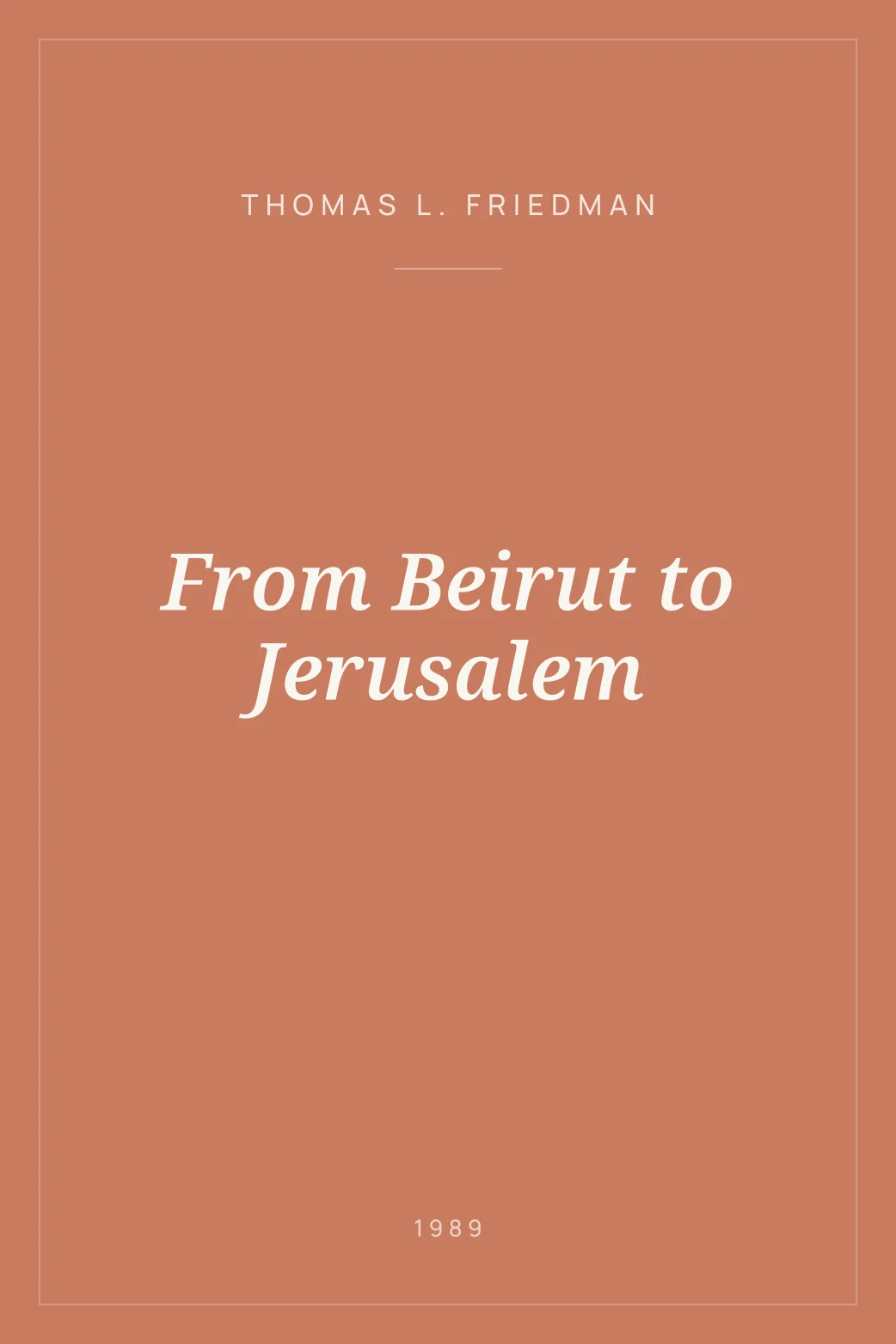 Portada de From Beirut to Jerusalem