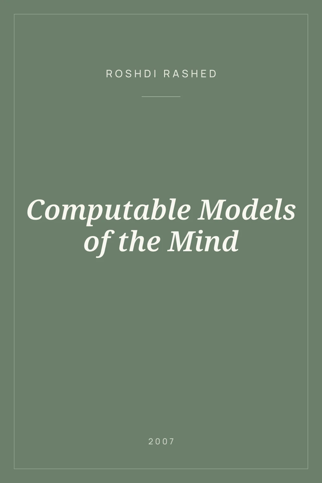Portada de Computable Models of the Mind