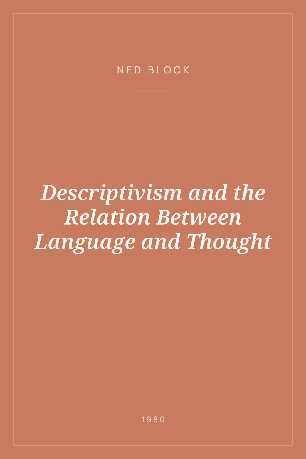 Portada de Descriptivism and the Relation Between Language and Thought
