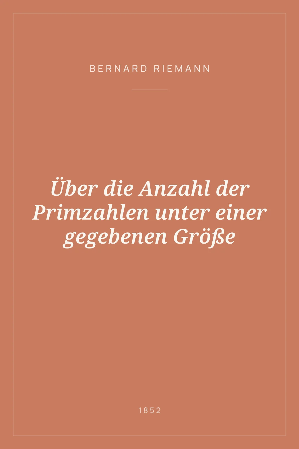 Portada de Über die Anzahl der Primzahlen unter einer gegebenen Größe