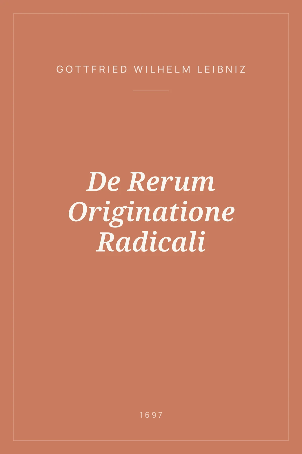 Portada de De Rerum Originatione Radicali