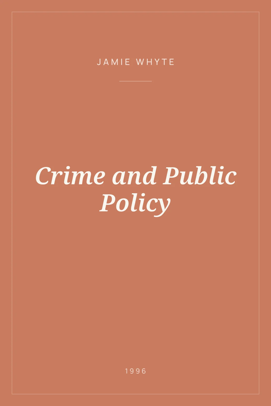 Portada de Crime and Public Policy