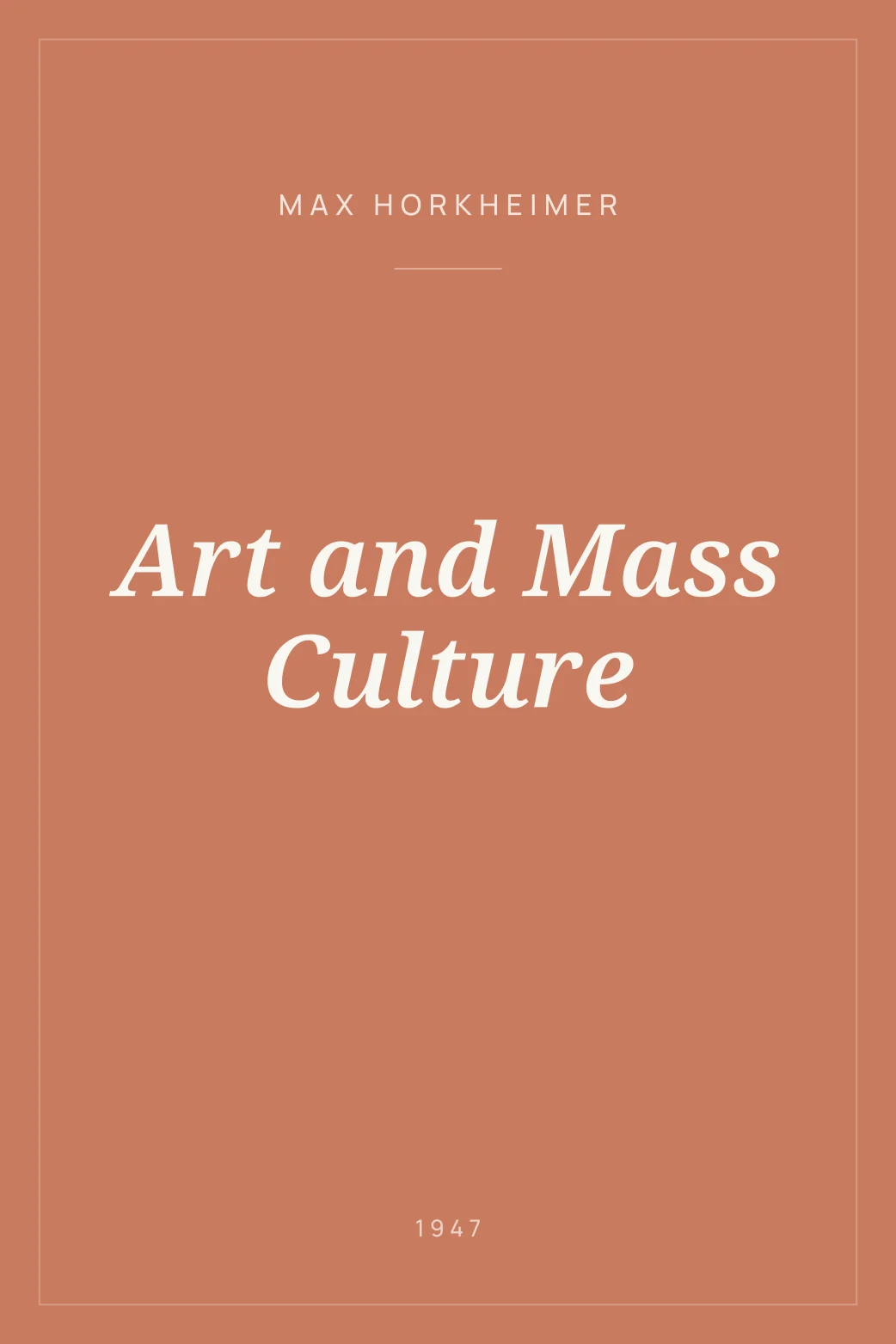 Portada de Art and Mass Culture