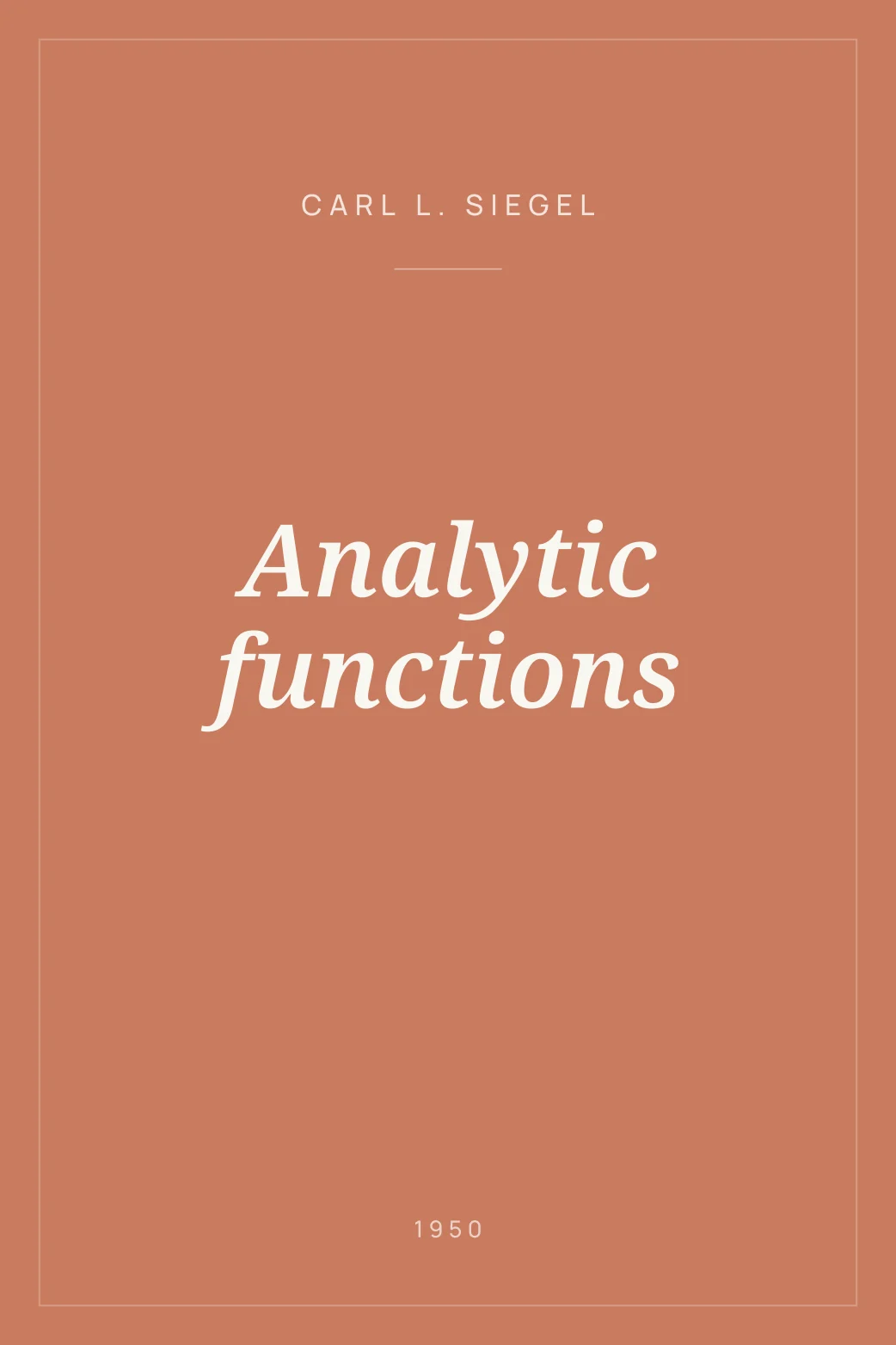 Portada de Analytic functions