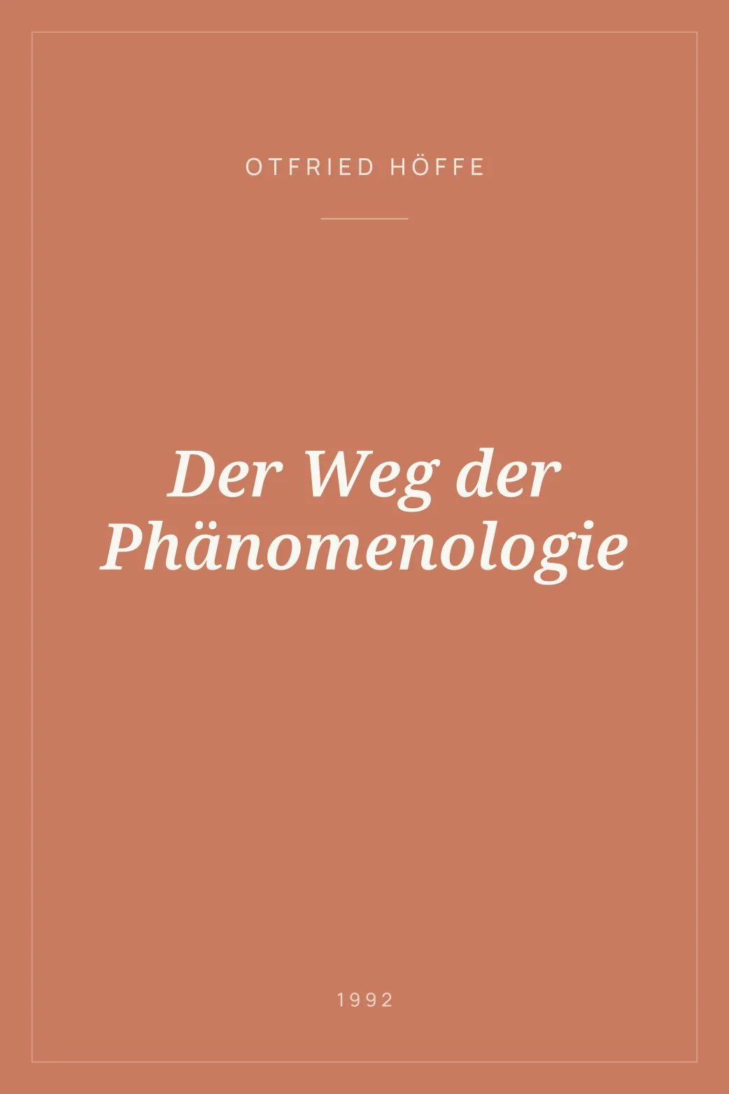 Portada de Der Weg der Phänomenologie