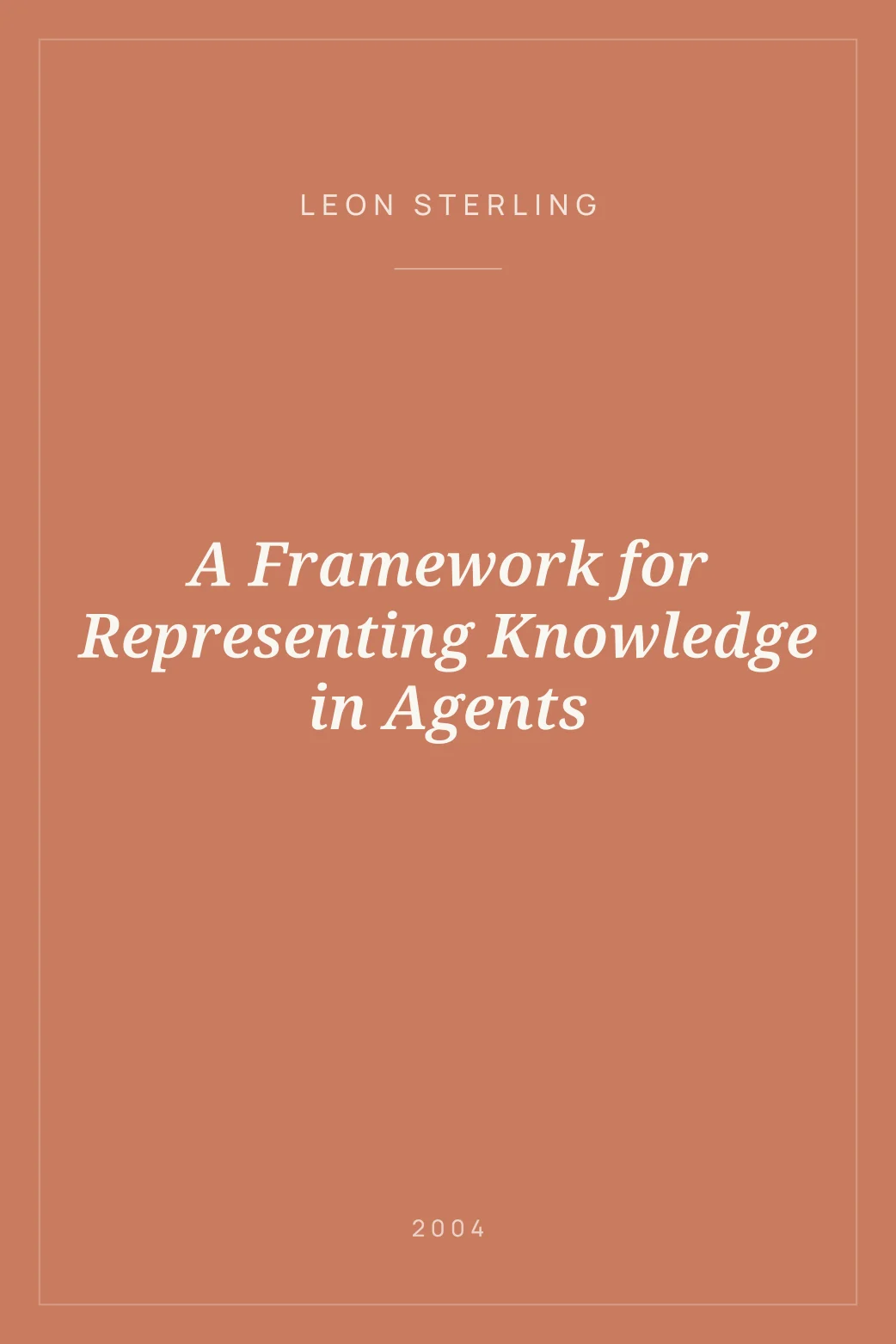 Portada de A Framework for Representing Knowledge in Agents