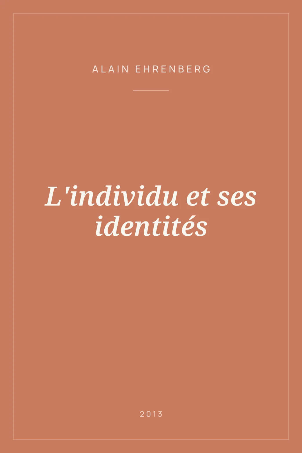 Portada de L'individu et ses identités