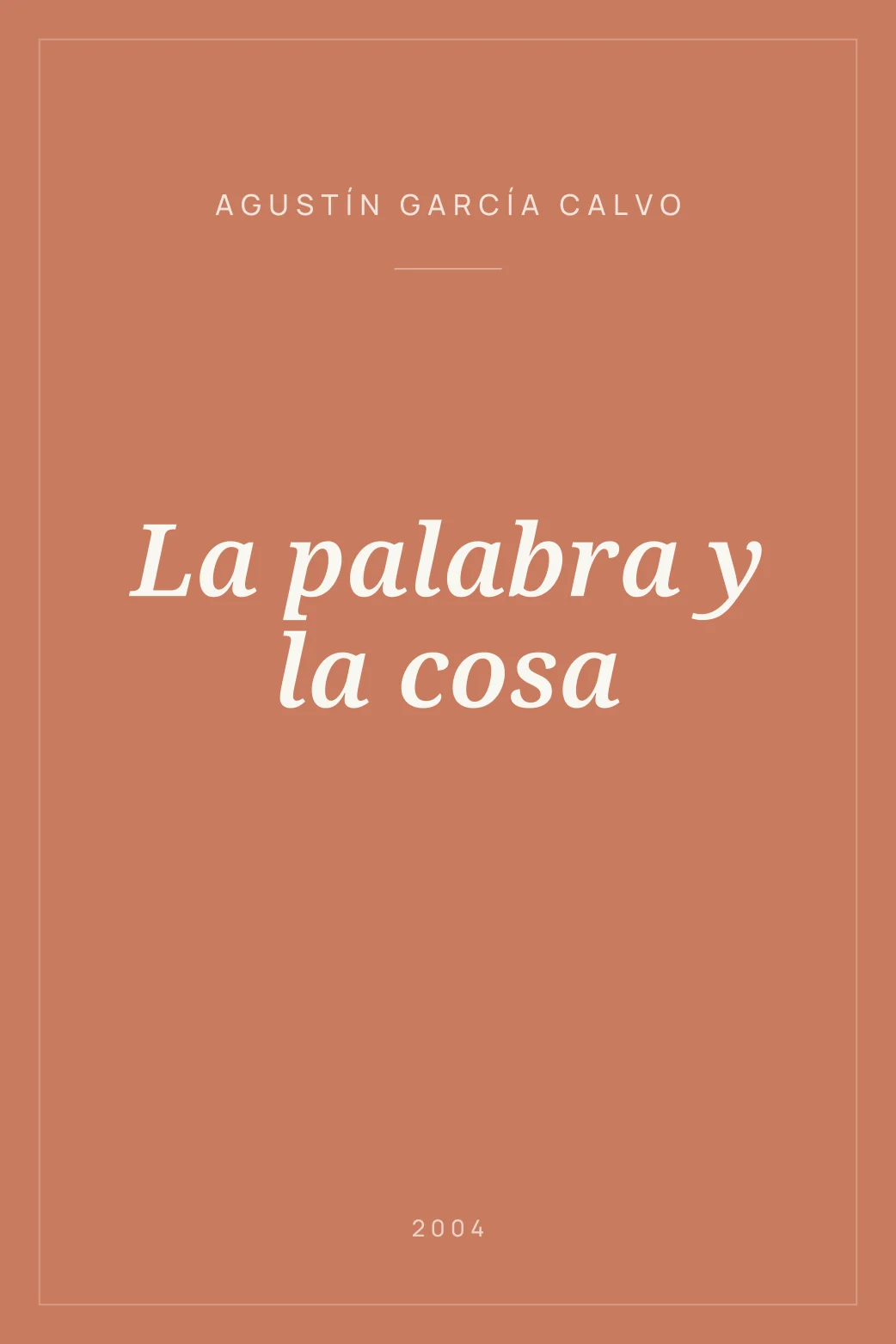 Portada de La palabra y la cosa