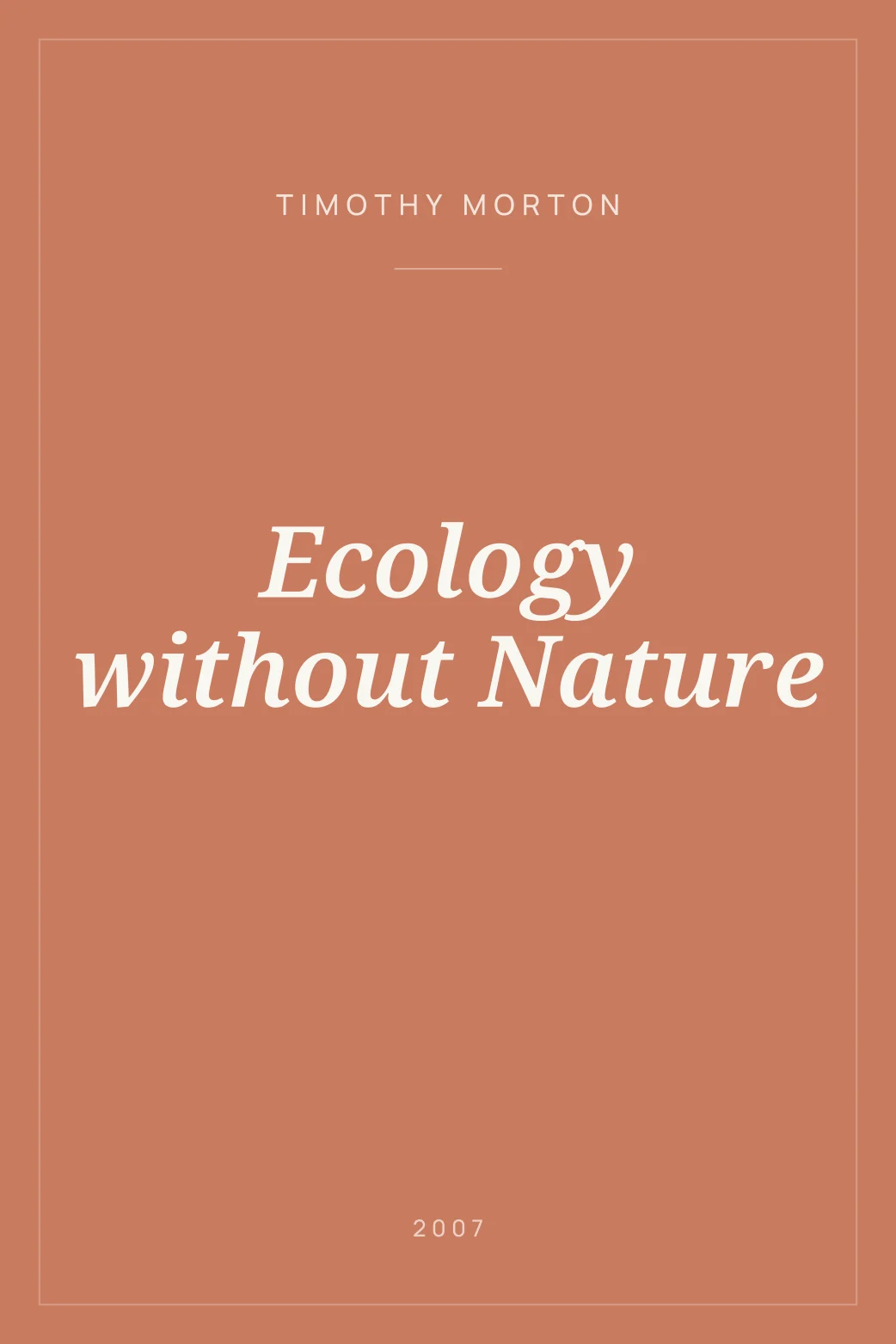 Portada de Ecology without Nature