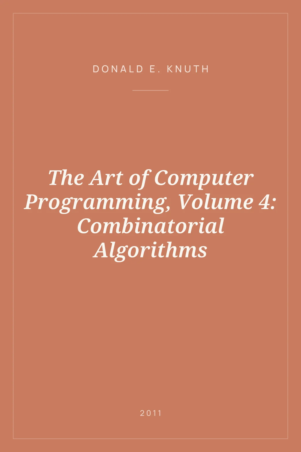 Portada de The Art of Computer Programming, Volume 4: Combinatorial Algorithms