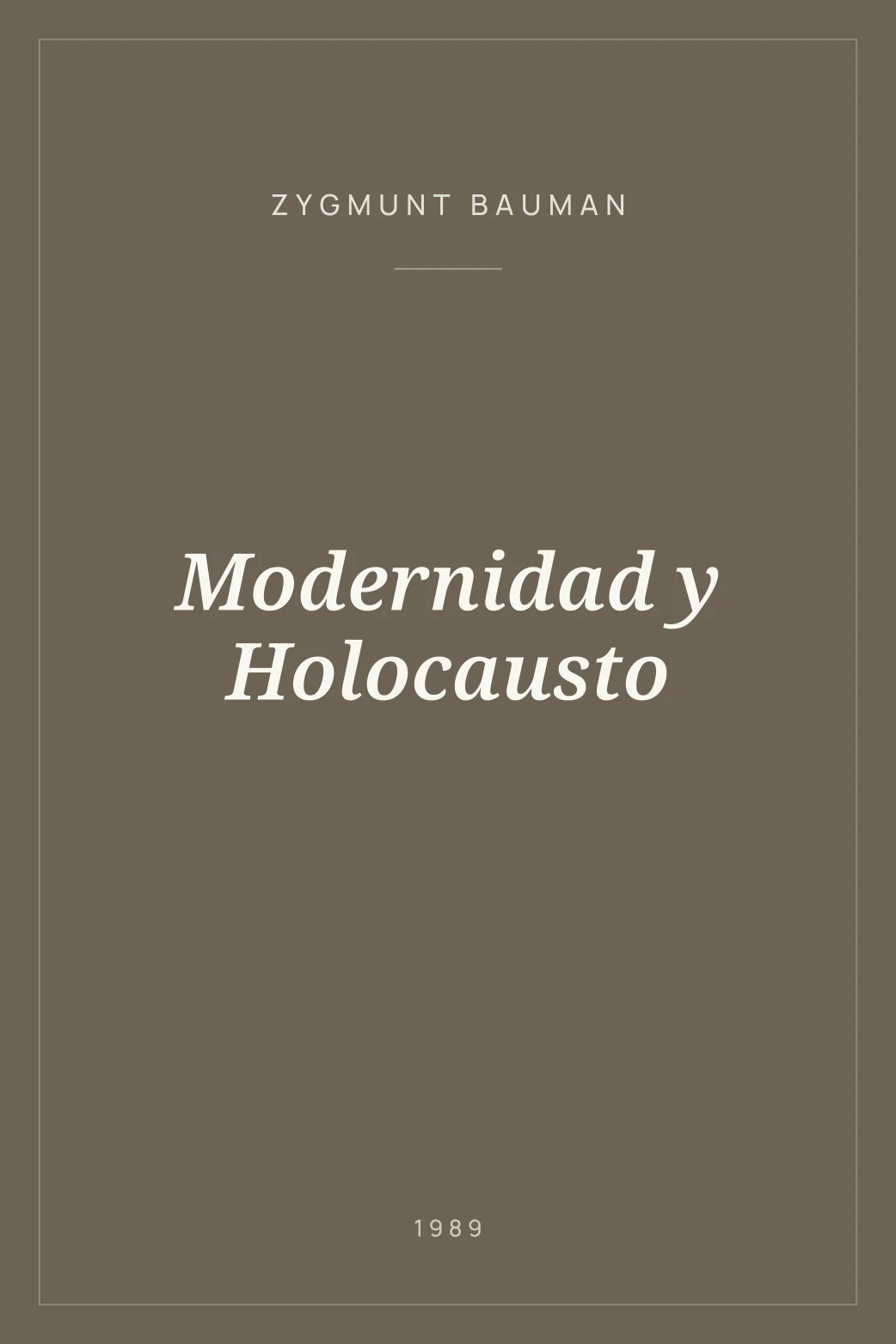 Portada de Modernidad y Holocausto