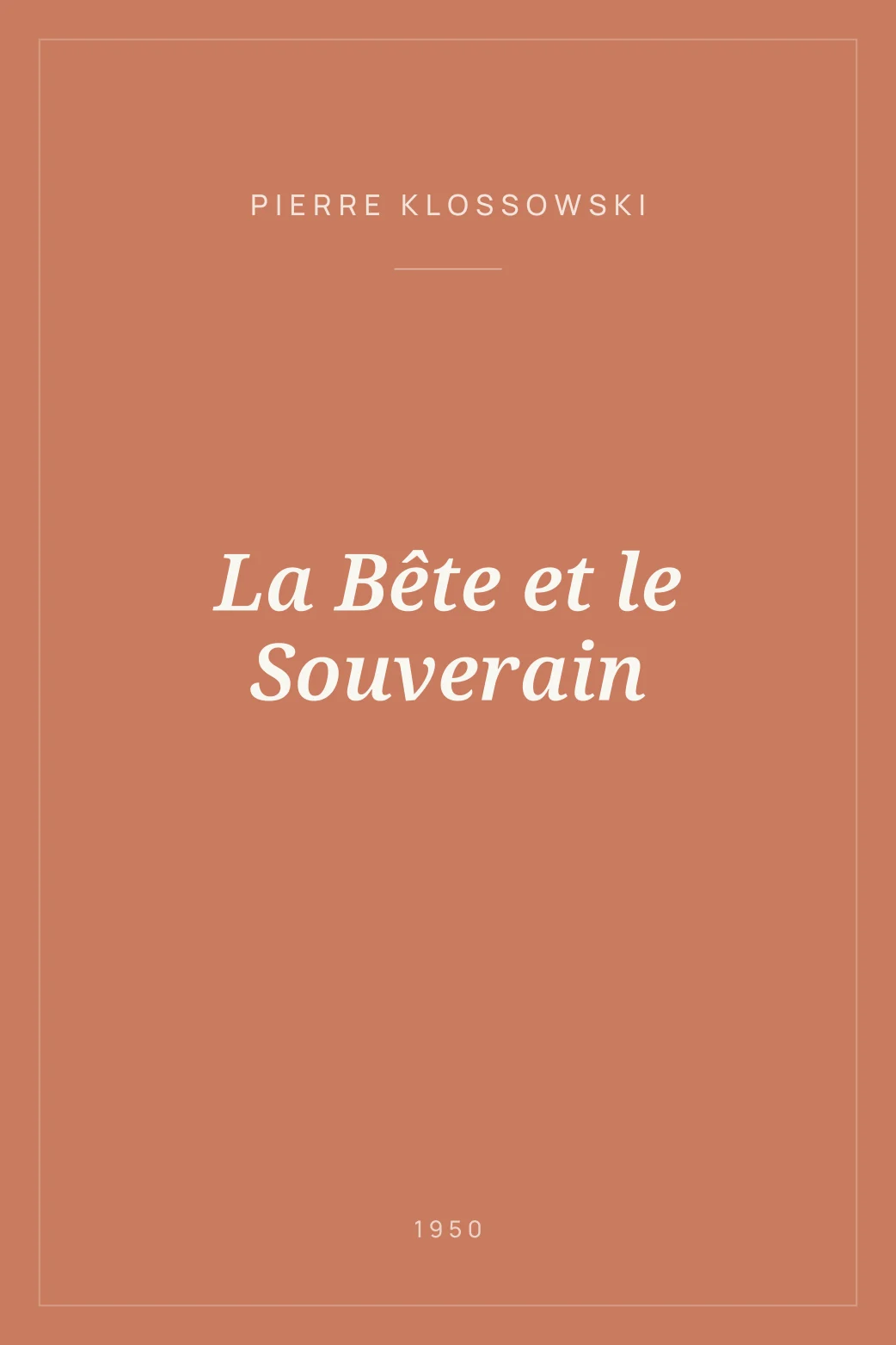 Portada de La Bête et le Souverain