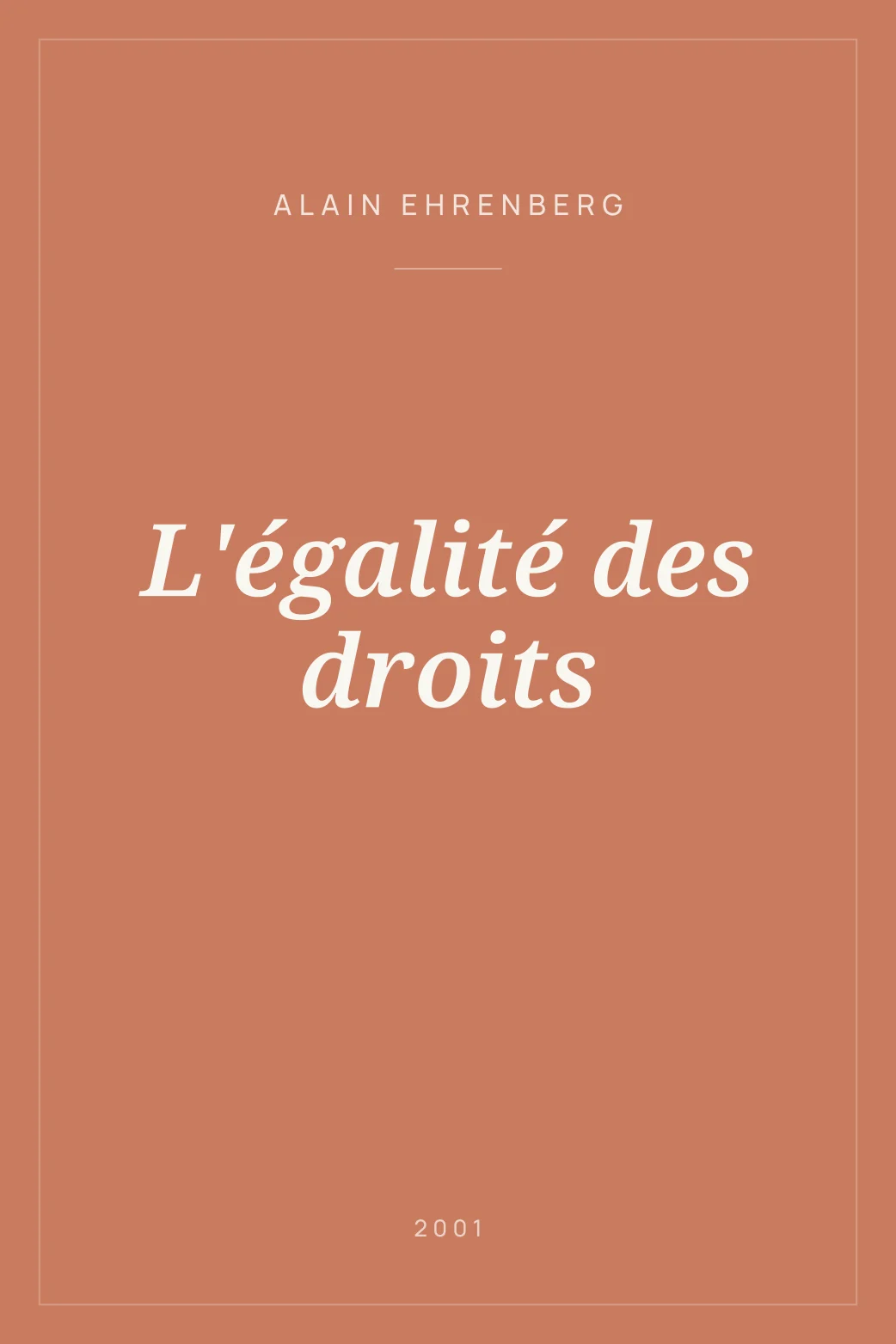 Portada de L'égalité des droits