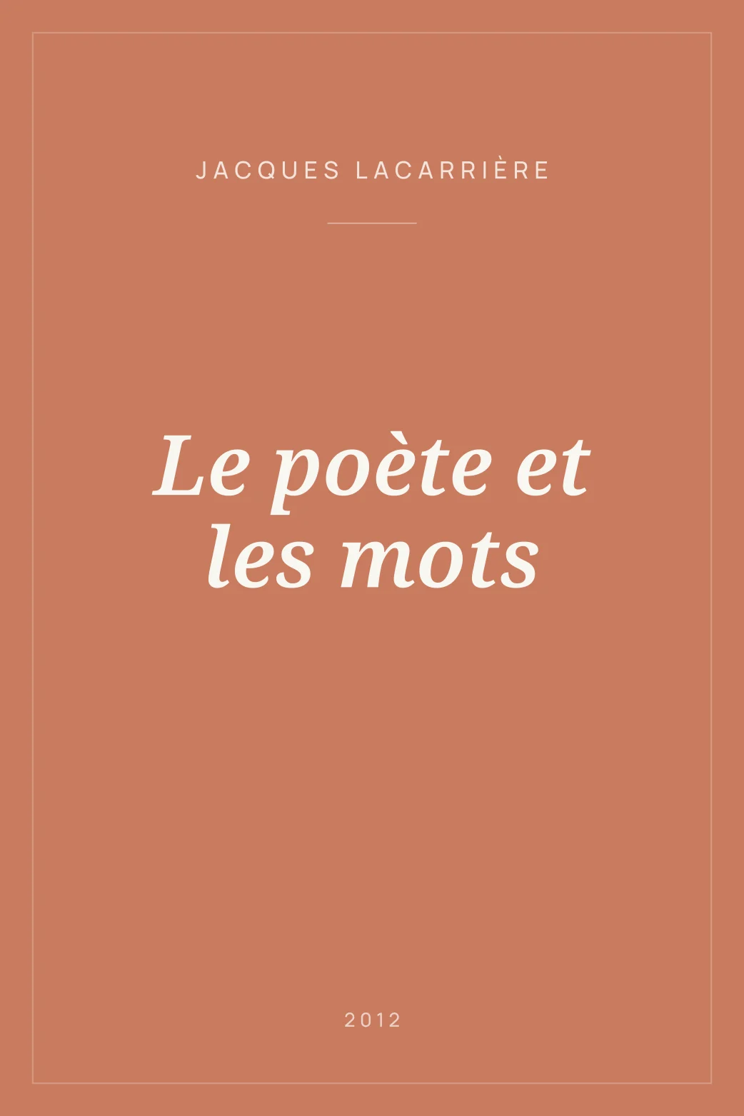 Portada de Le poète et les mots