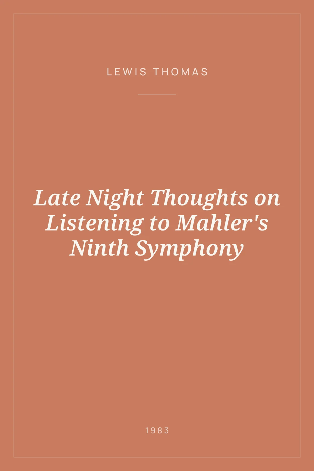 Portada de Late Night Thoughts on Listening to Mahler's Ninth Symphony