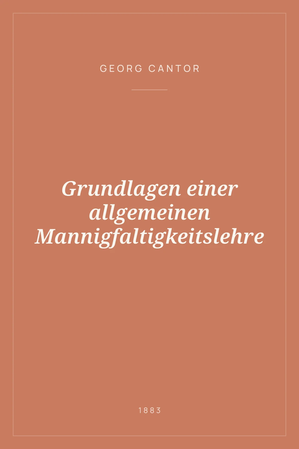 Portada de Grundlagen einer allgemeinen Mannigfaltigkeitslehre