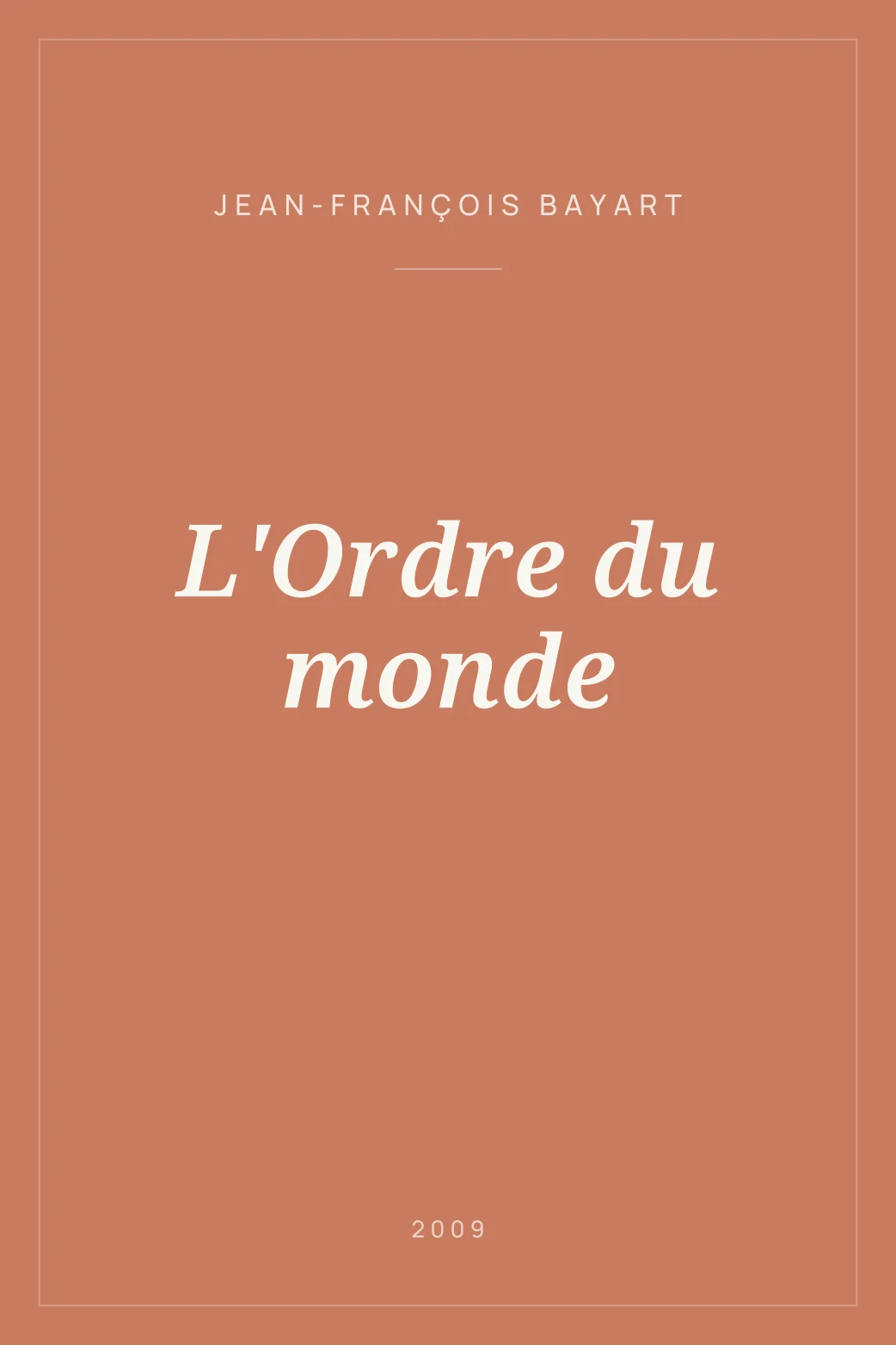 Portada de L'Ordre du monde