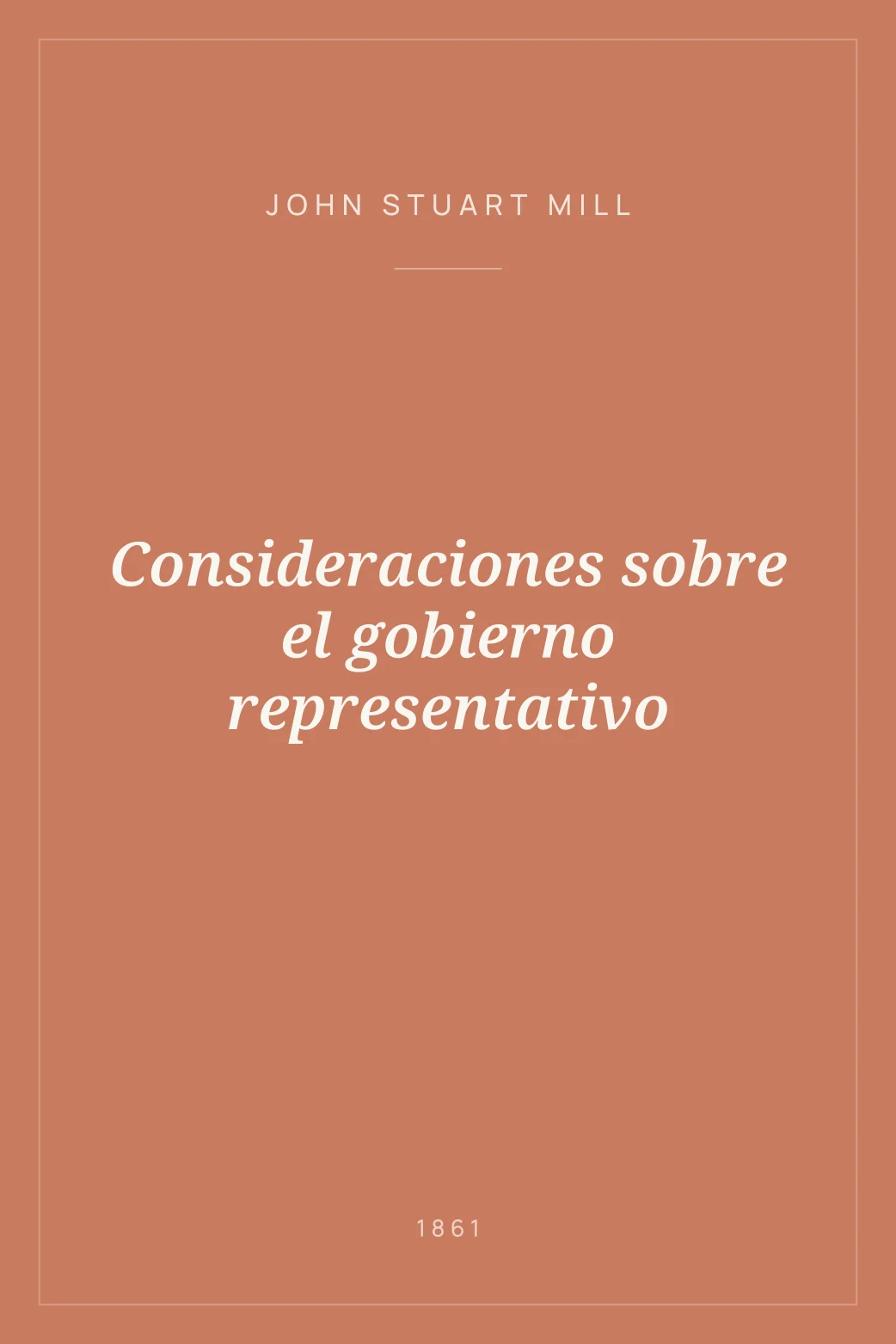Portada de Consideraciones sobre el gobierno representativo