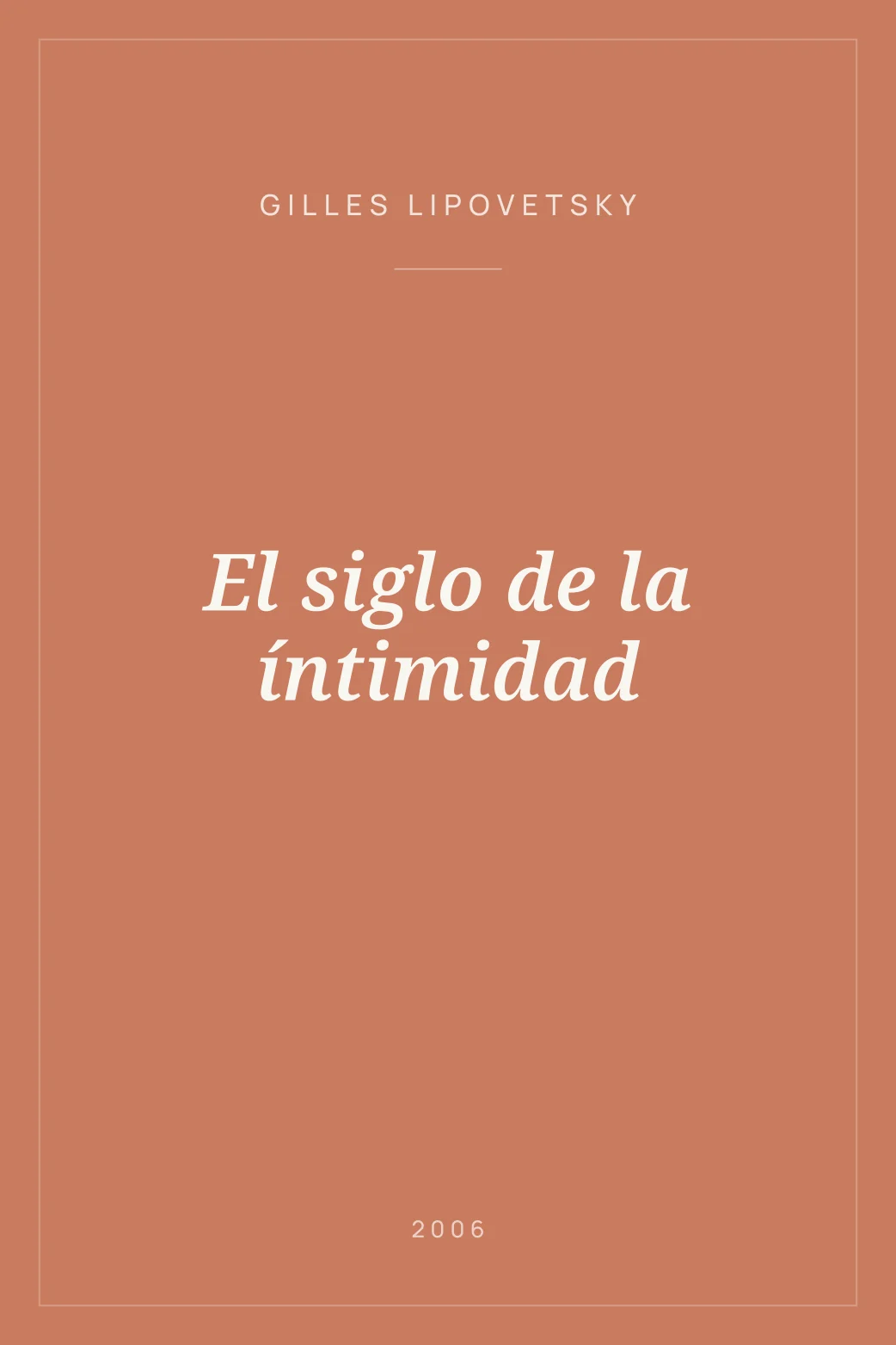 Portada de El siglo de la íntimidad