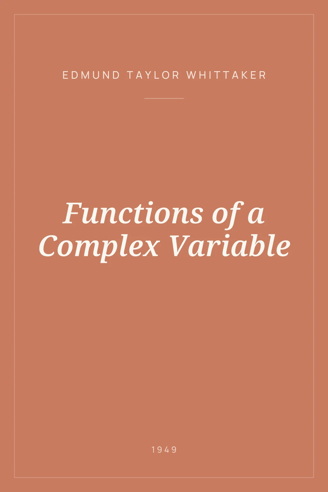 Portada de Functions of a Complex Variable