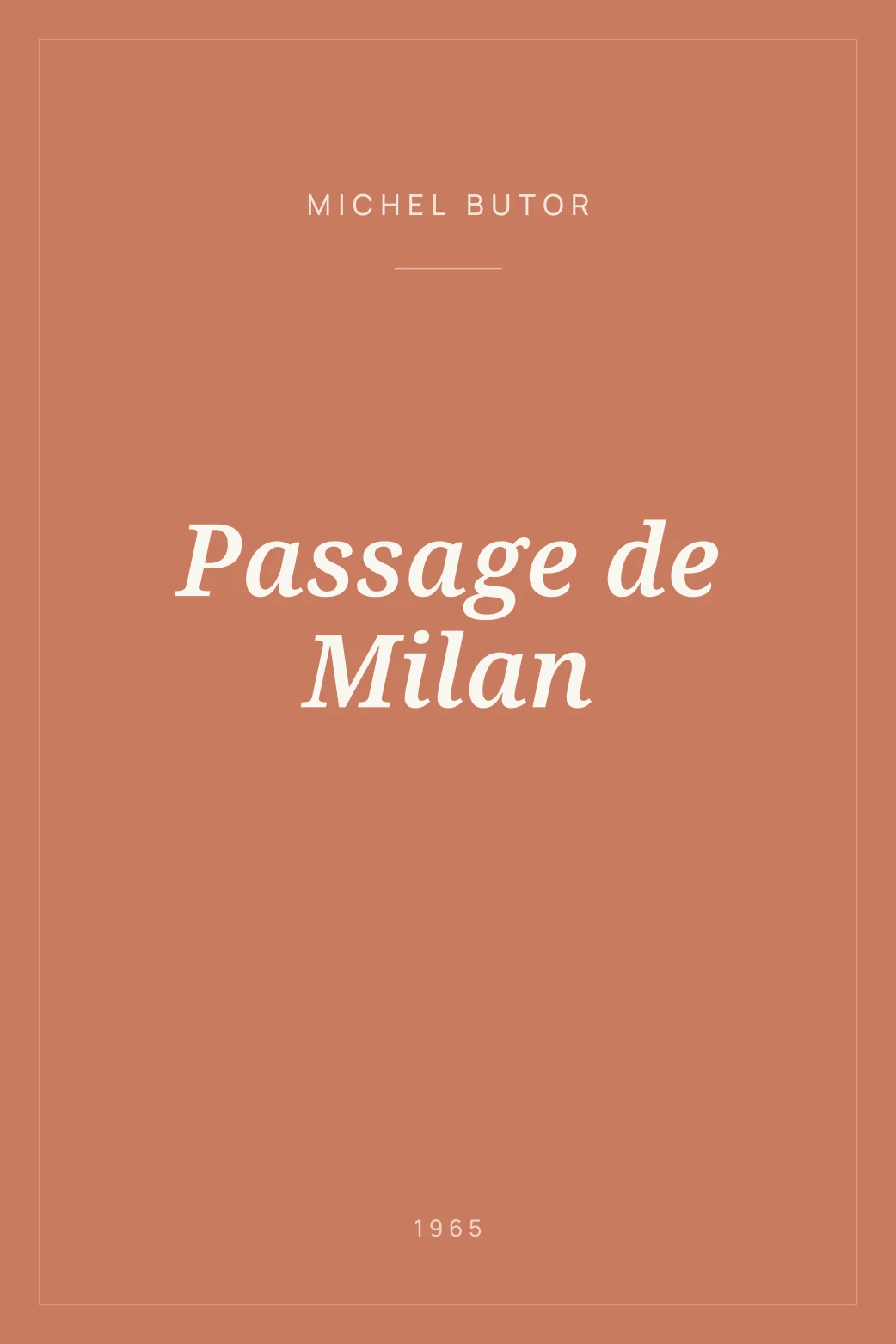 Portada de Passage de Milan