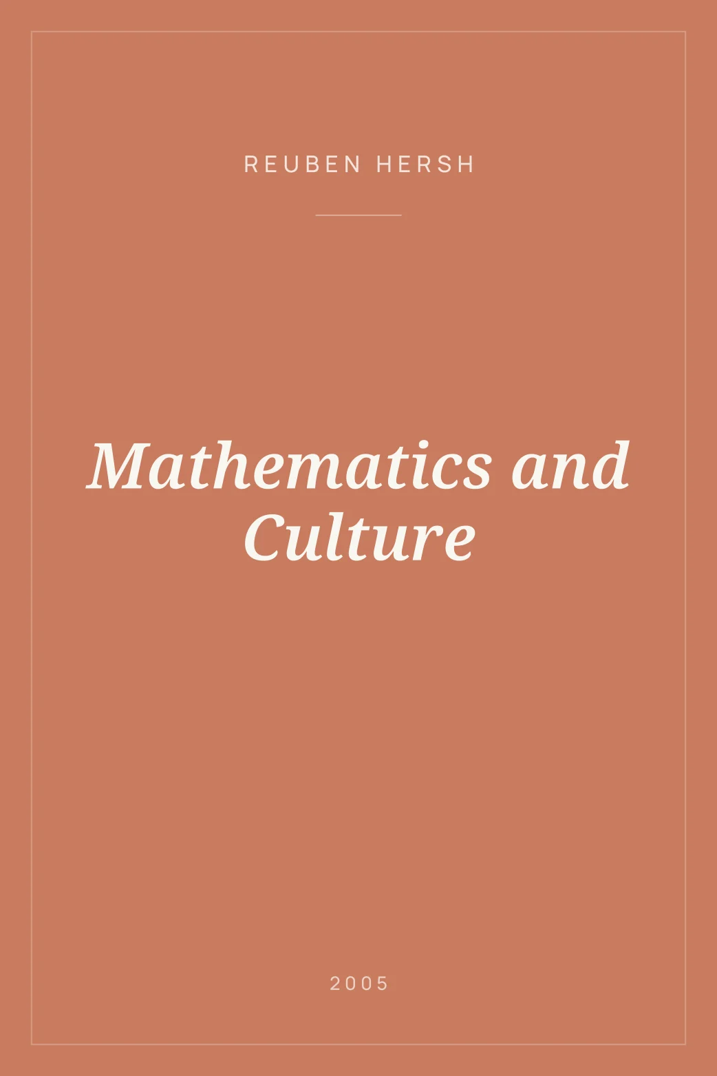 Portada de Mathematics and Culture