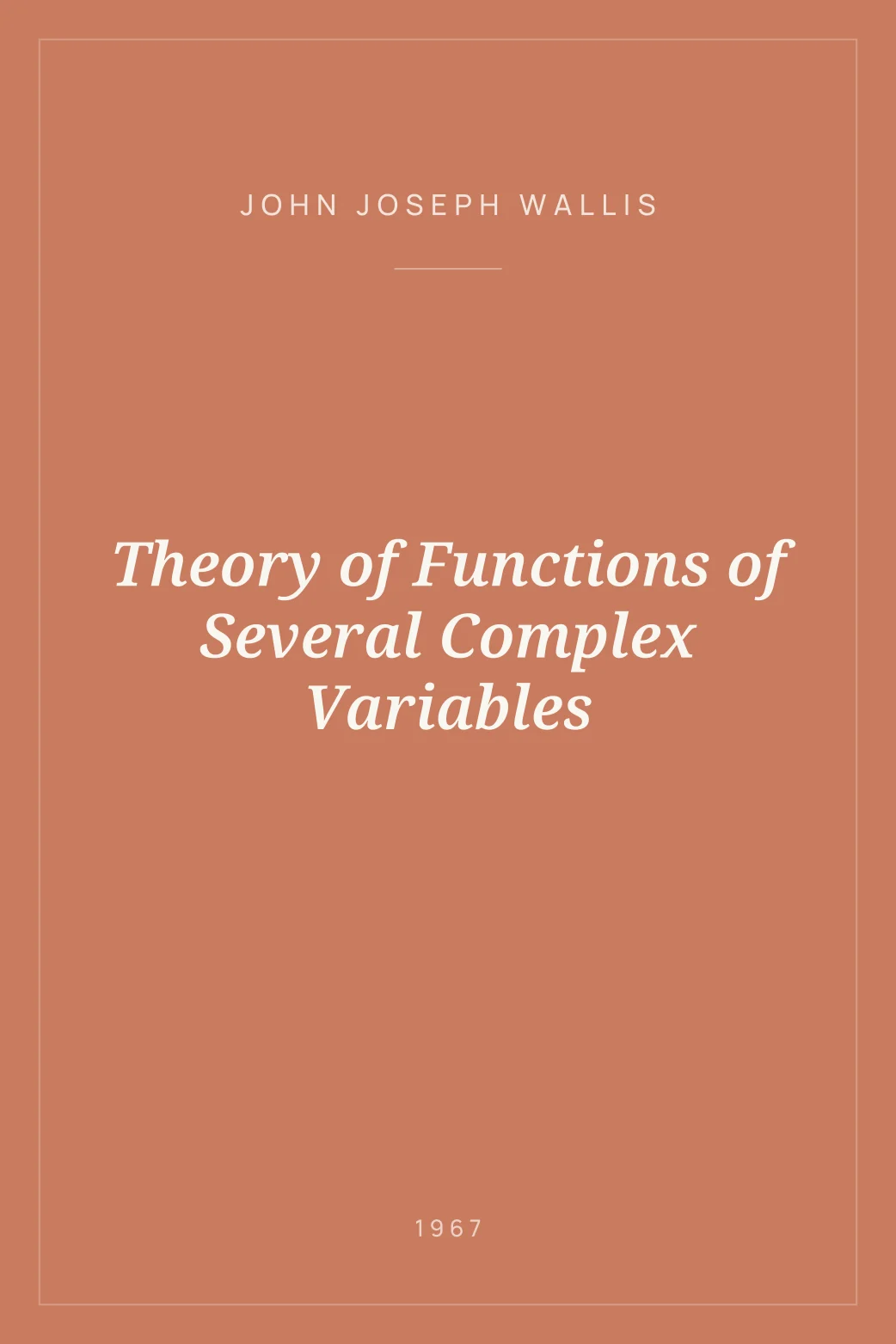 Portada de Theory of Functions of Several Complex Variables