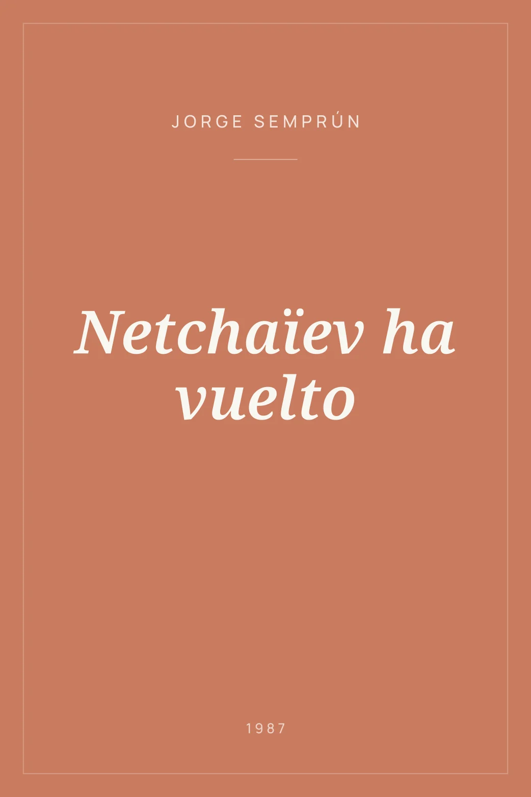 Portada de Netchaïev ha vuelto