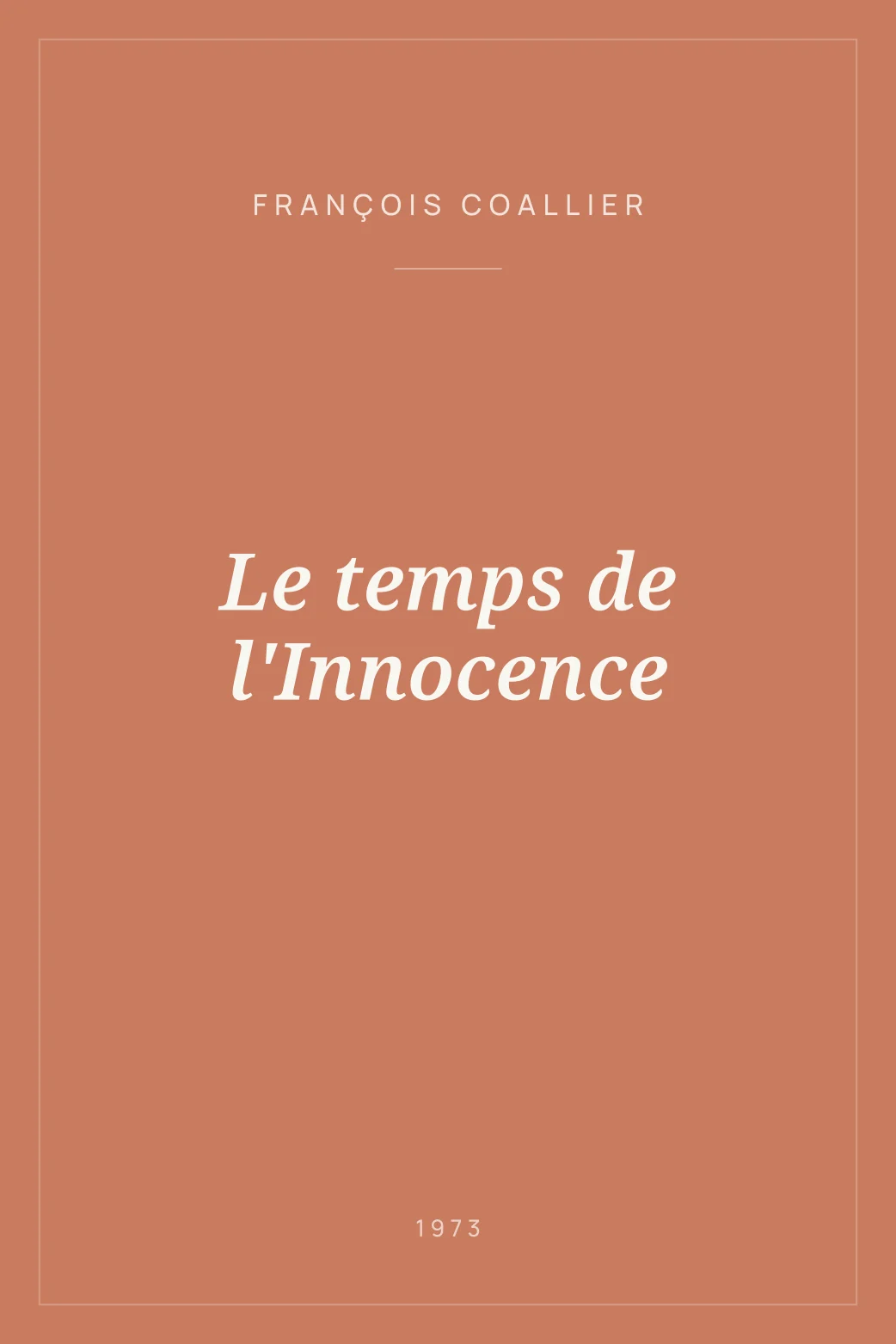 Portada de Le temps de l'Innocence
