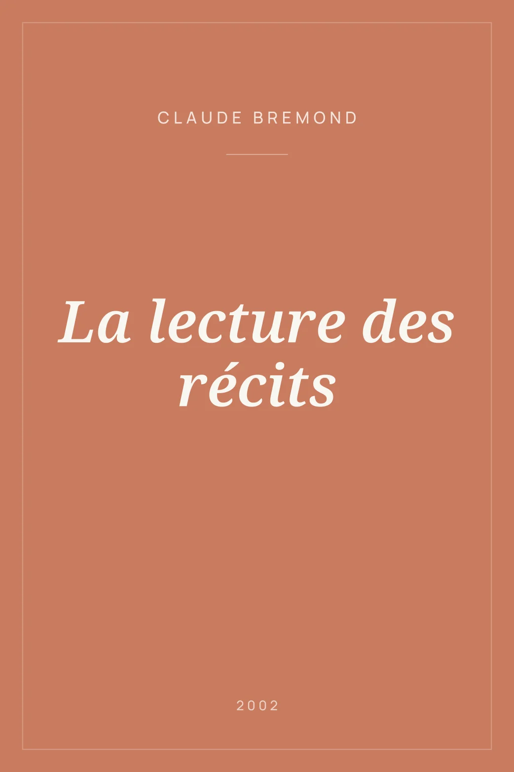 Portada de La lecture des récits