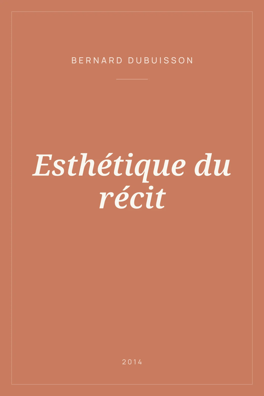 Portada de Esthétique du récit
