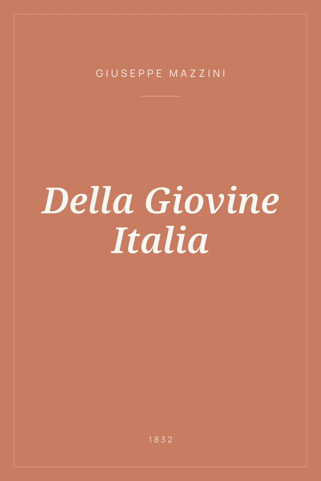 Portada de Della Giovine Italia