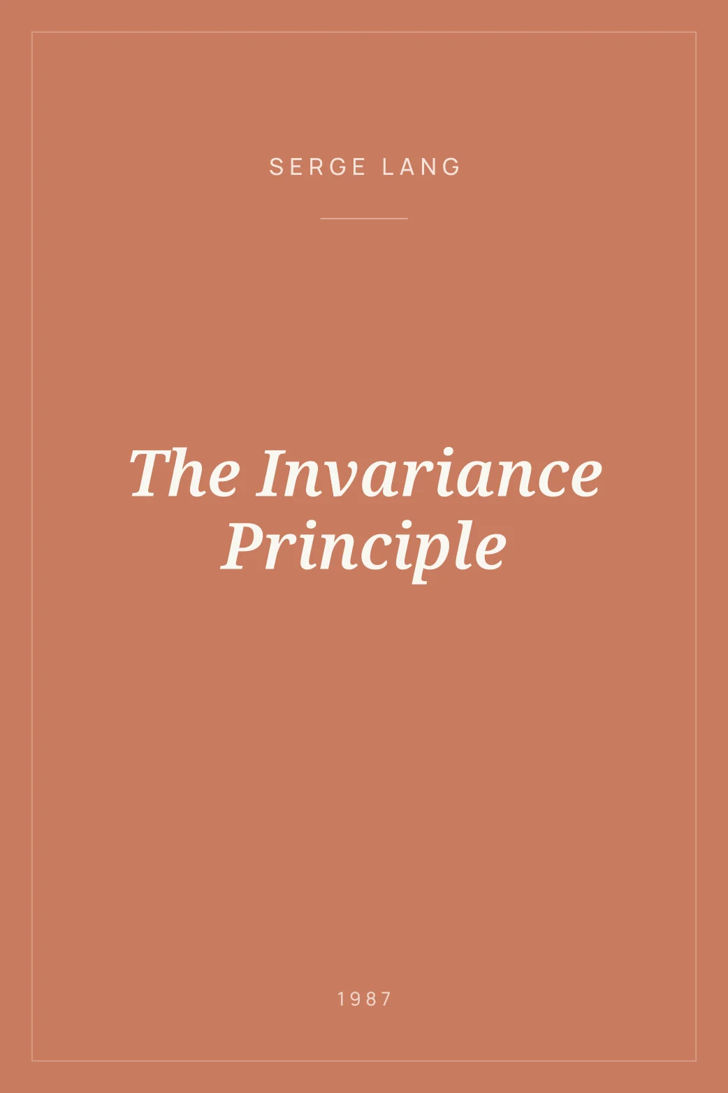 Portada de The Invariance Principle