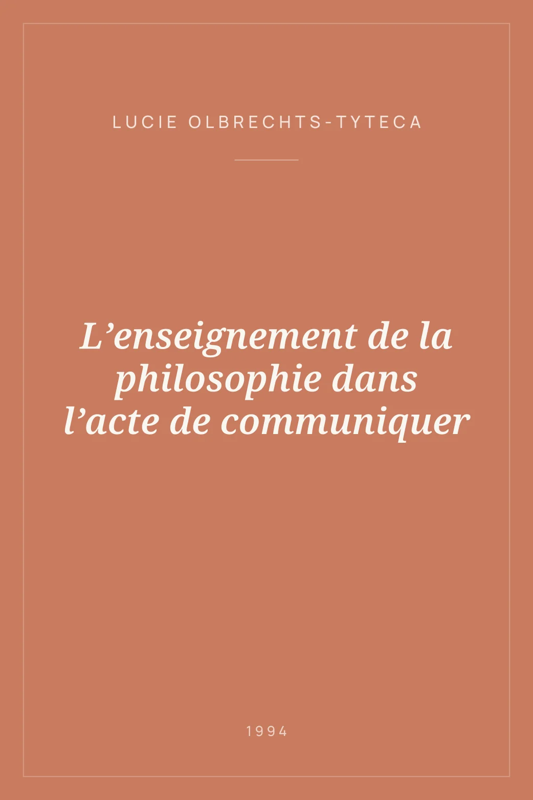 Portada de L’enseignement de la philosophie dans l’acte de communiquer
