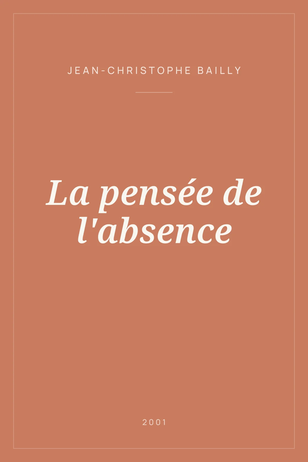 Portada de La pensée de l'absence