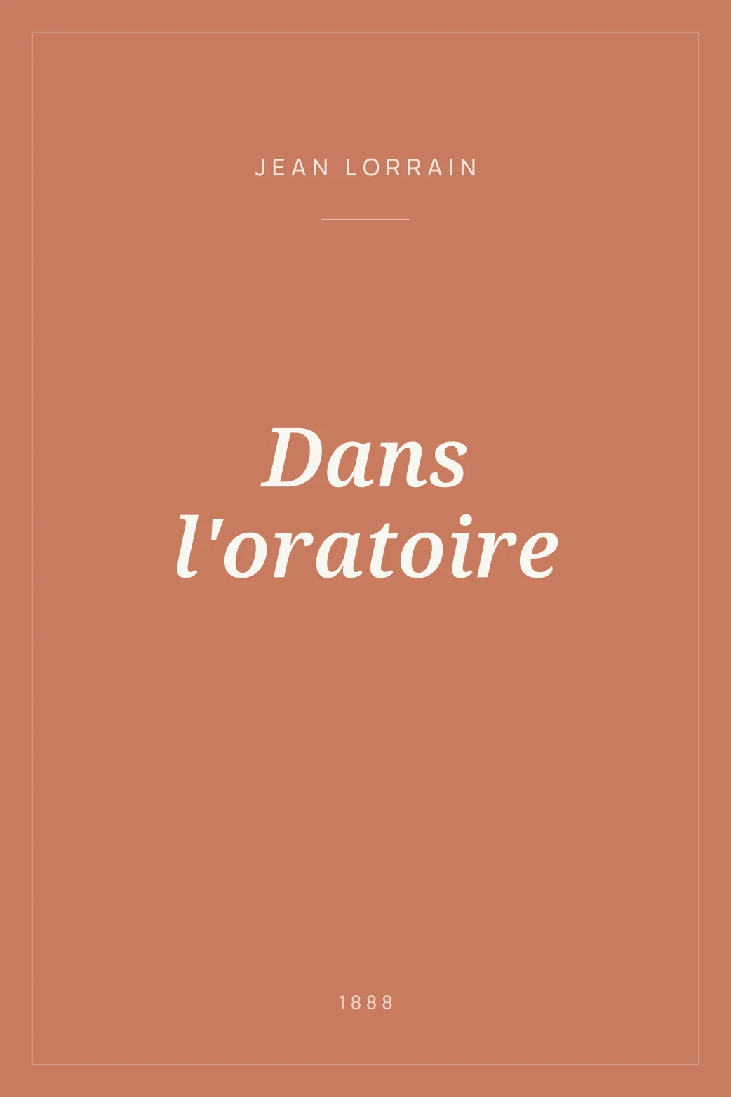 Portada de Dans l'oratoire