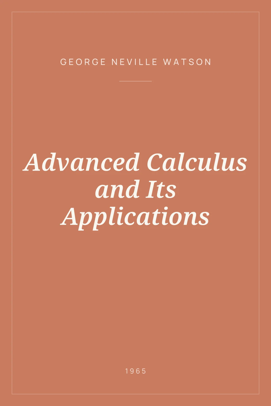 Portada de Advanced Calculus and Its Applications
