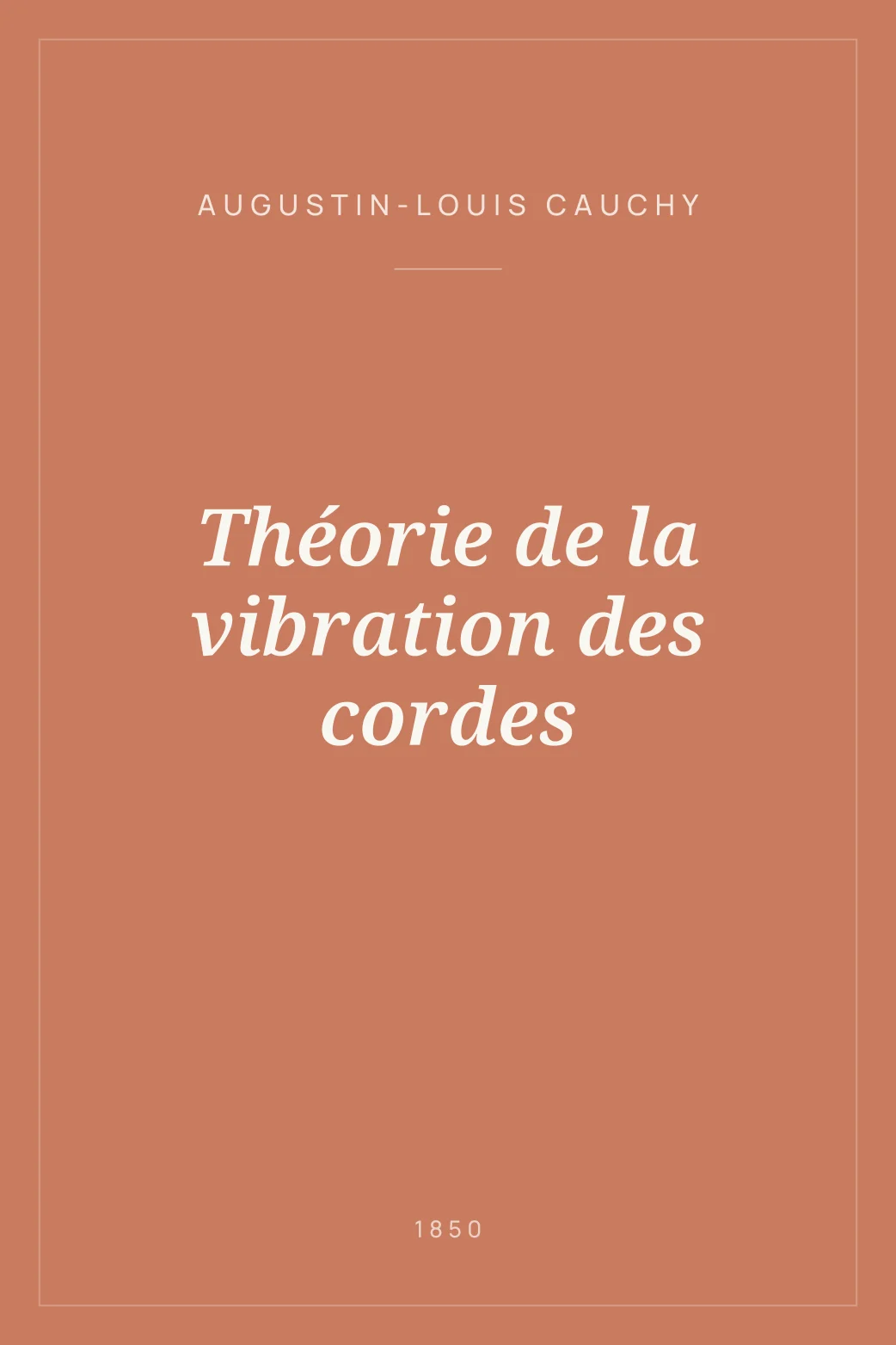 Portada de Théorie de la vibration des cordes