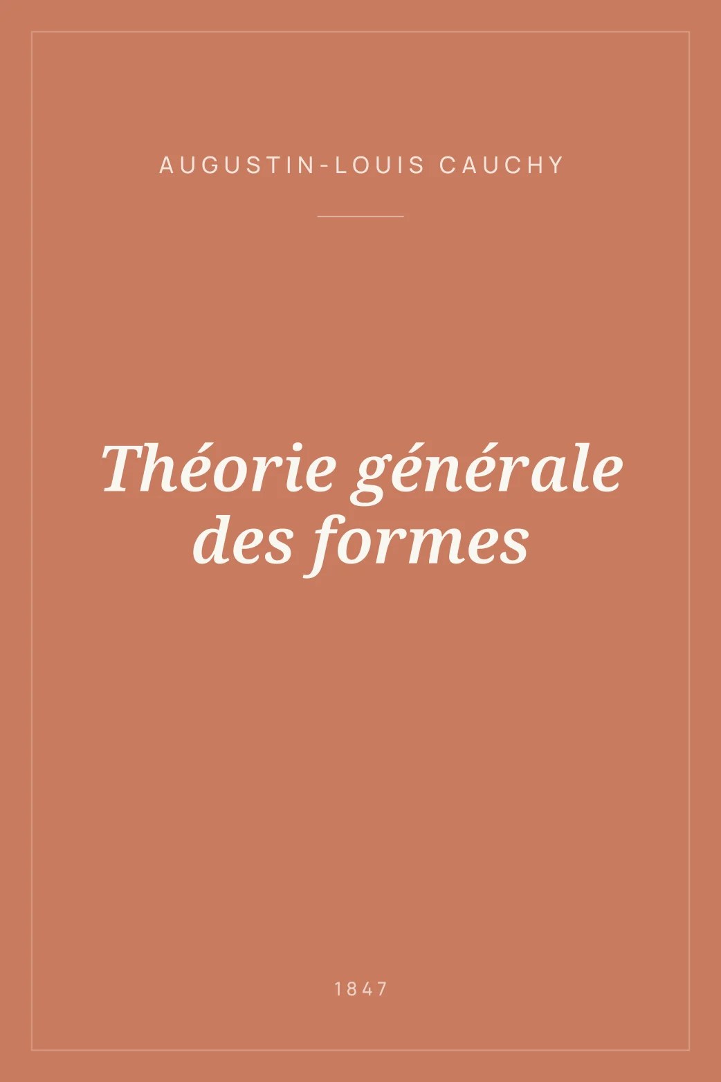 Portada de Théorie générale des formes