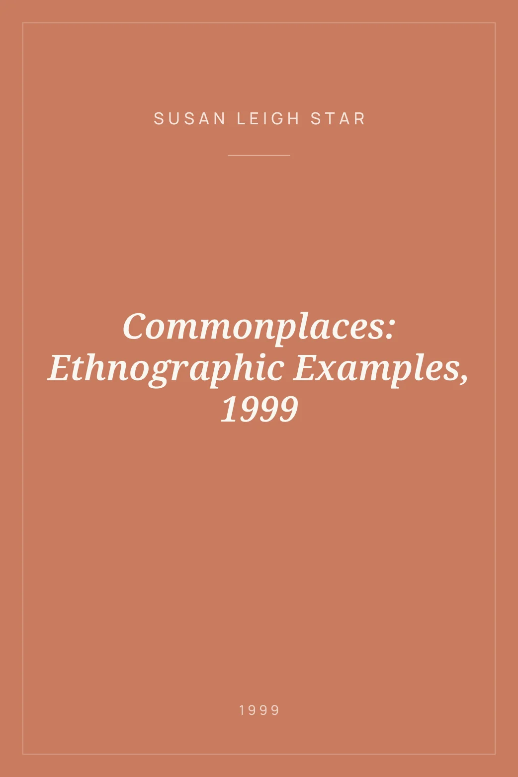 Portada de Commonplaces: Ethnographic Examples, 1999