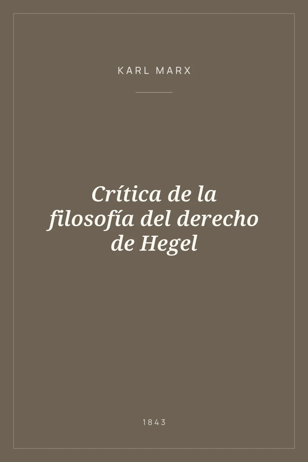 Portada de Crítica de la filosofía del derecho de Hegel