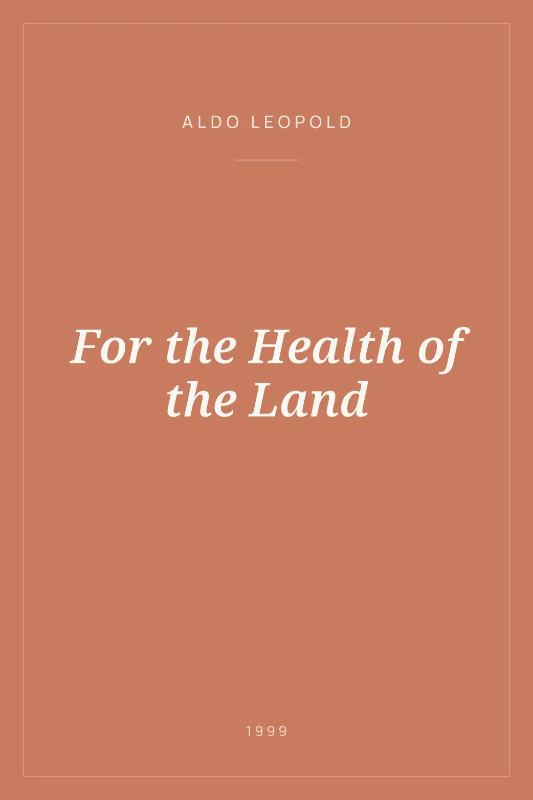 Portada de For the Health of the Land
