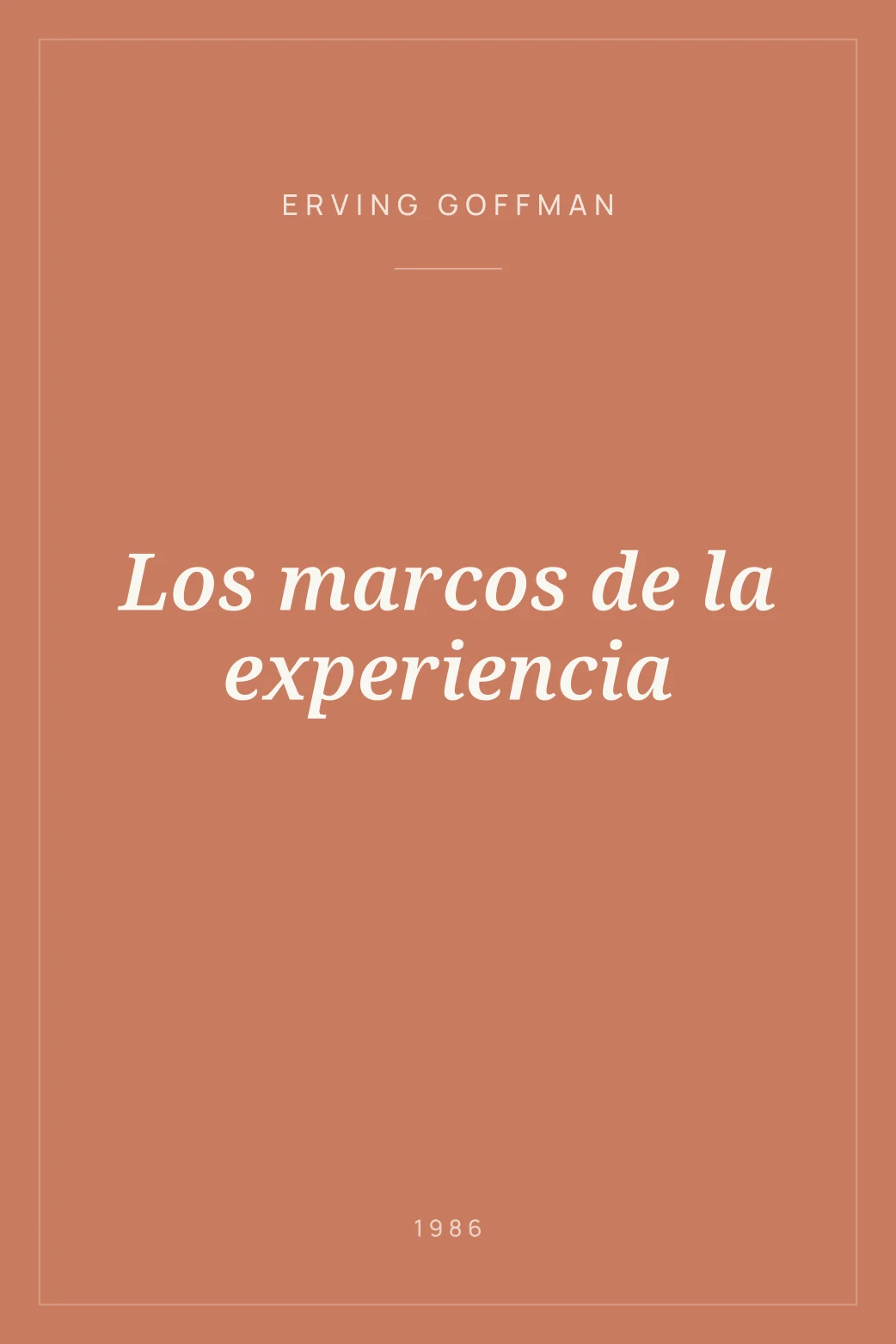 Portada de Los marcos de la experiencia