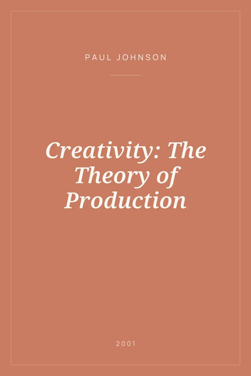 Portada de Creativity: The Theory of Production