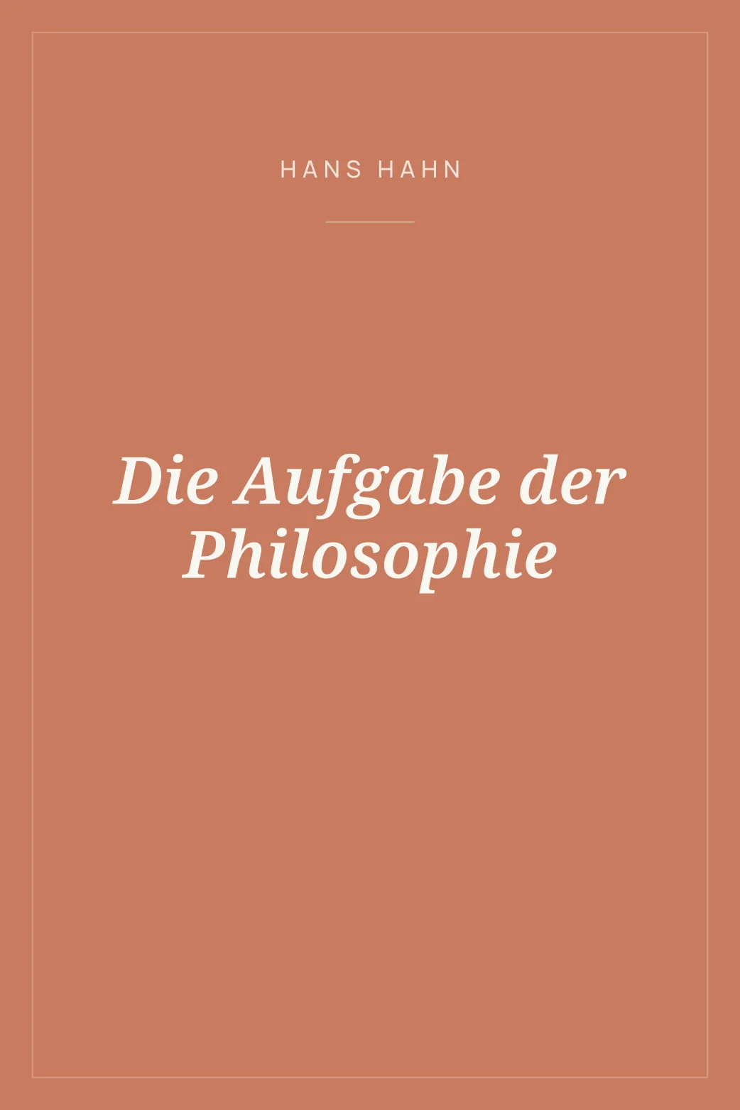 Portada de Die Aufgabe der Philosophie